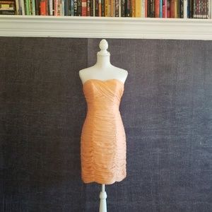 Strapless Ruched Peach Party Dress